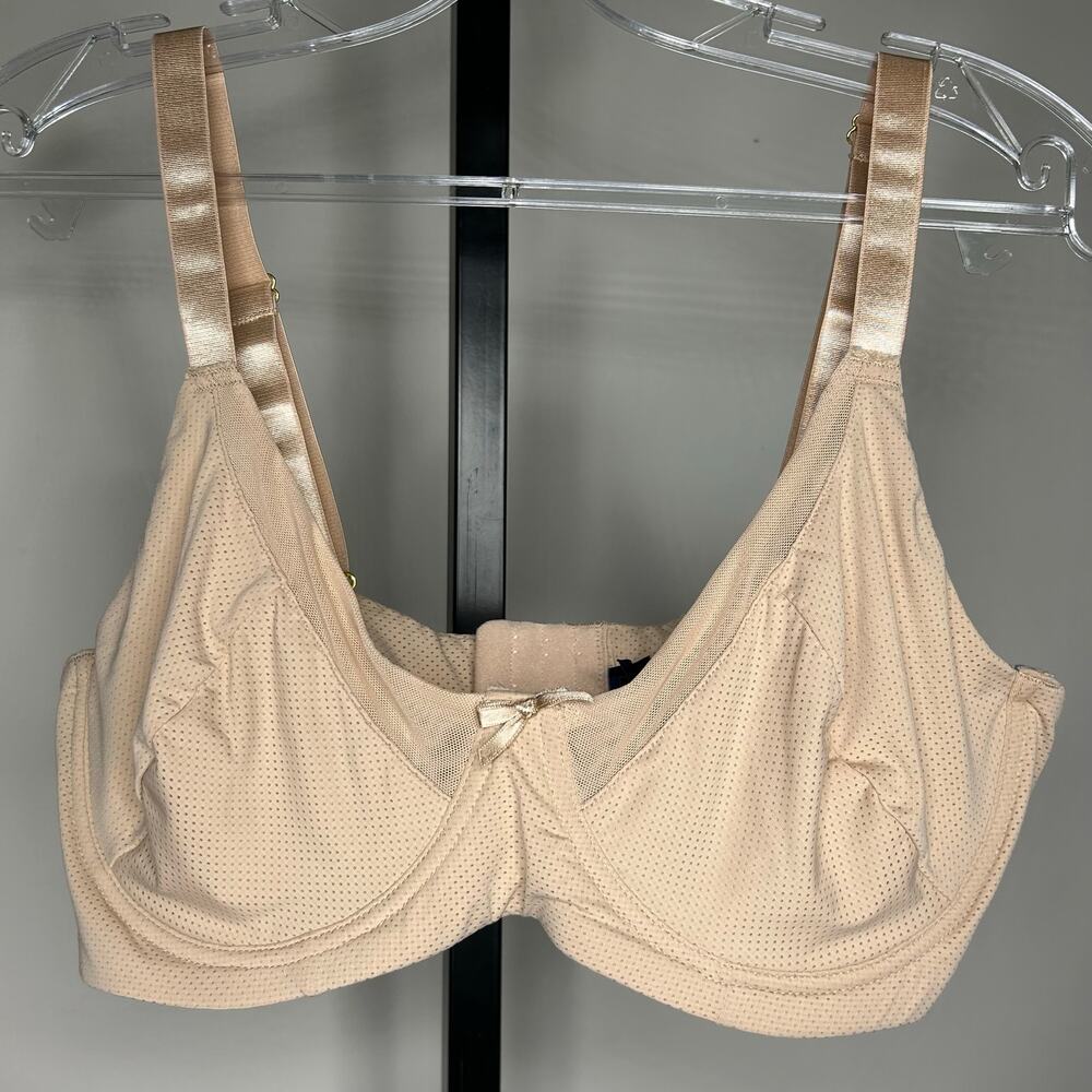 Rachel Roy bra-40D-underwire, nude,  mesh lined breathable bow‎ detail